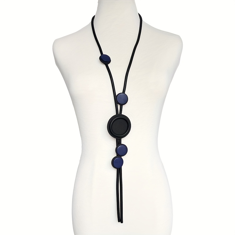 Women's Bohemian Long Necklace, Colorful Beads with Cord